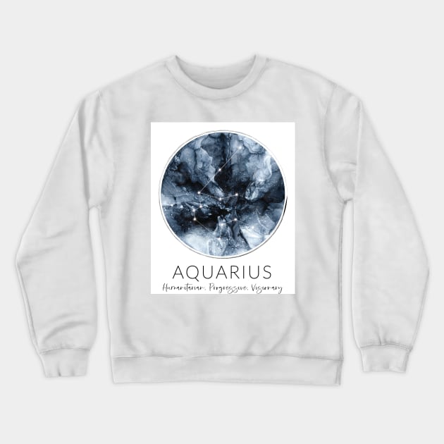 Aquarius Zodiac Moon Constellation Crewneck Sweatshirt by Elizabeth Karlson Art